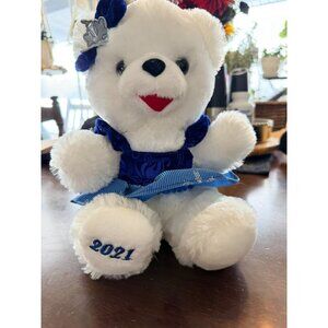 Snowflake Teddy Bear 2021 White Plush With Blue Velvet Dress & Bow Embroidered F